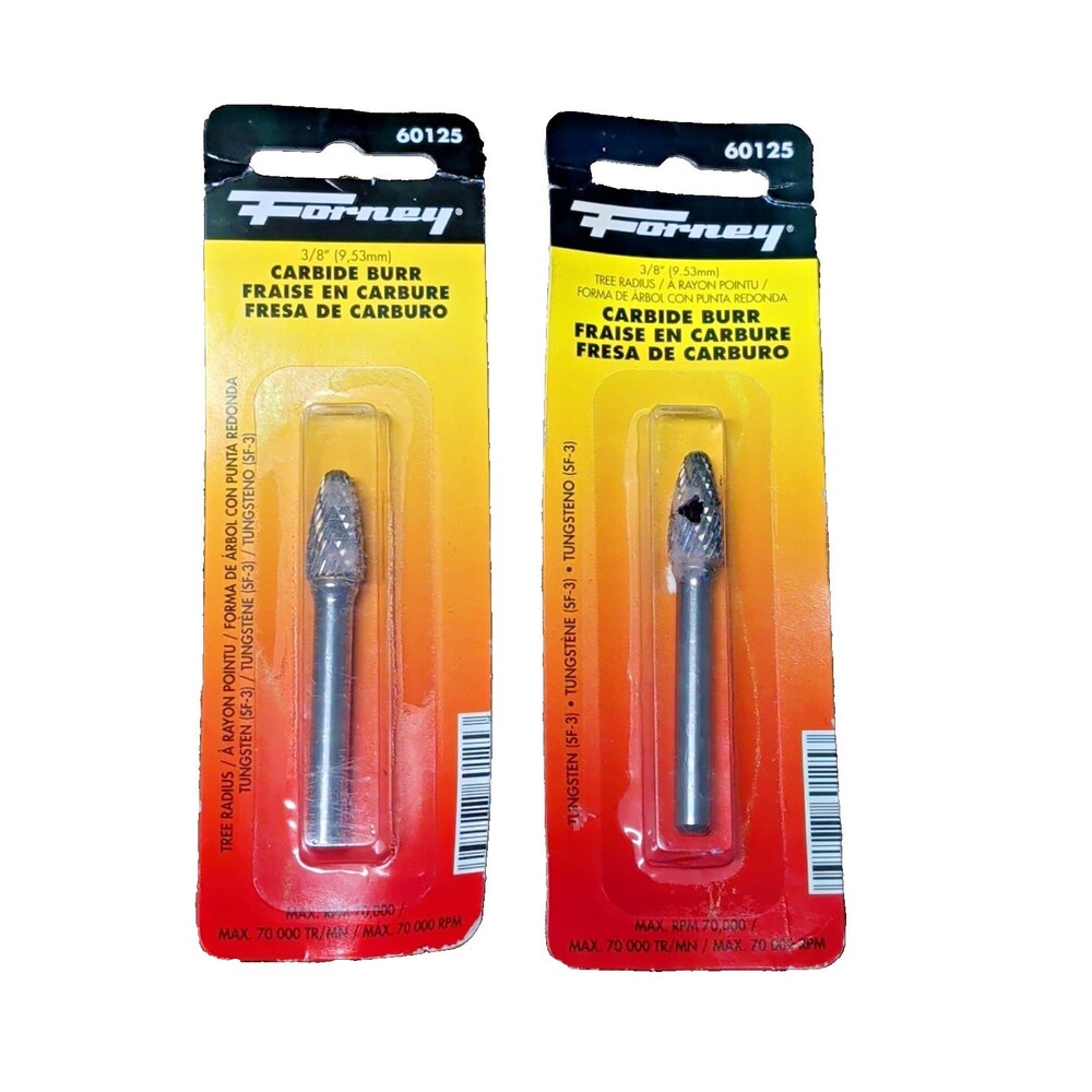 BOGO -Forney 60125 Tungsten Carbide Burr SF-3 3/8" Tree Radius Head, 1/4" Shank